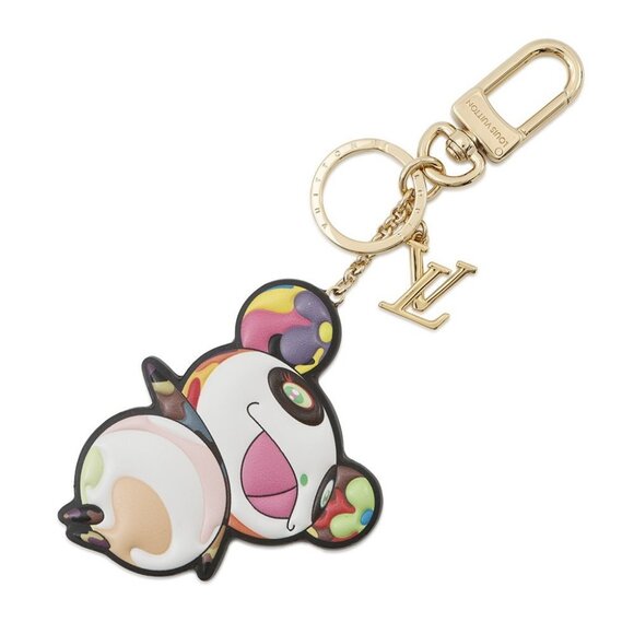 LOUIS VUITTON LV × TM Keychain Super Flat Metal/CowhideLeather Multicolor M - Picture 2 of 11